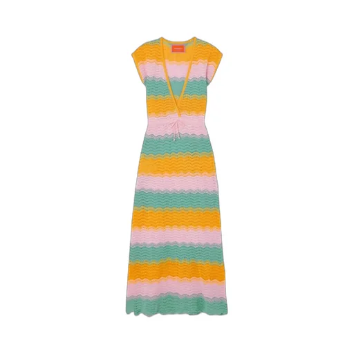 Salty Skin Striped Crocheted Cotton Maxi Dress