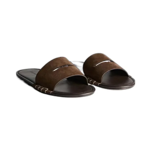 Loafer Slide Mules In Brown