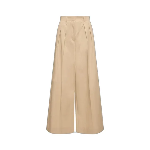 Cotton Gabardine Wide-Leg Tailored Pants