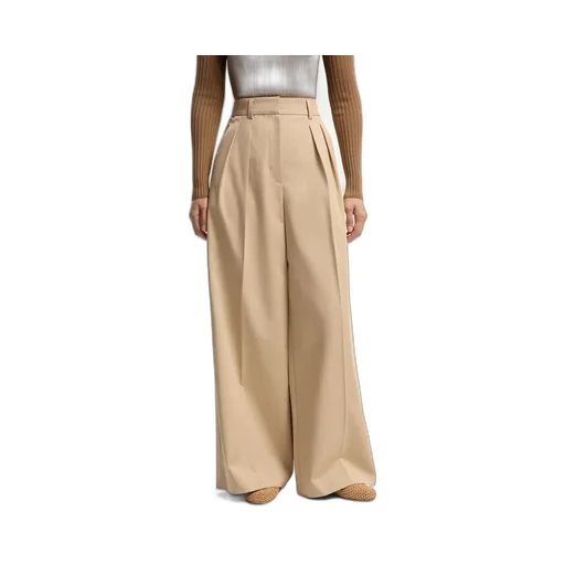 Cotton Gabardine Wide-Leg Tailored Pants