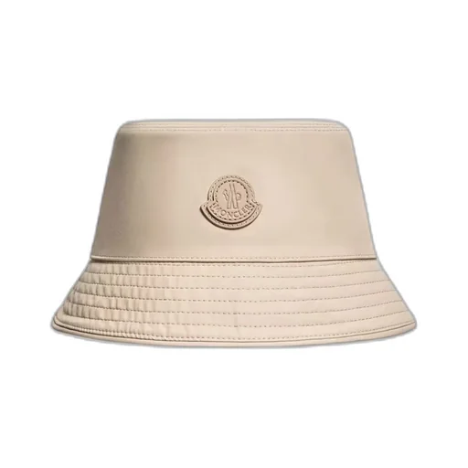 Leather Logo Cotton Blend Bucket Hat