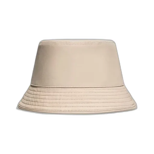 Leather Logo Cotton Blend Bucket Hat