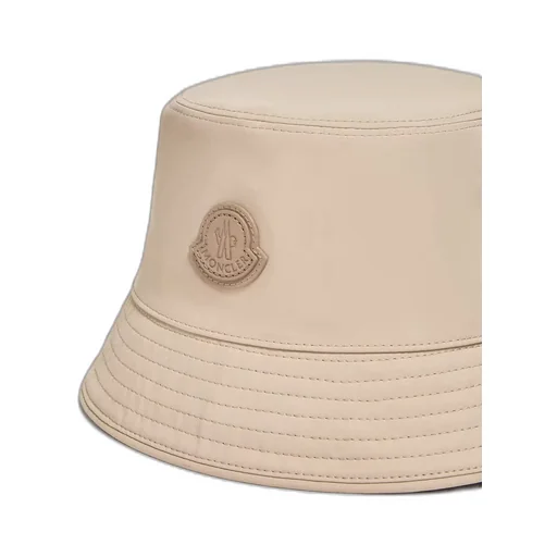 Leather Logo Cotton Blend Bucket Hat