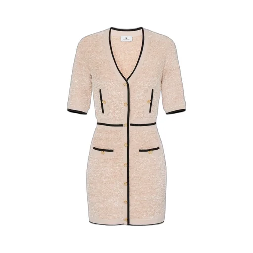 Mini Dress In Boucle Chenille Fabric With Contrasting Details