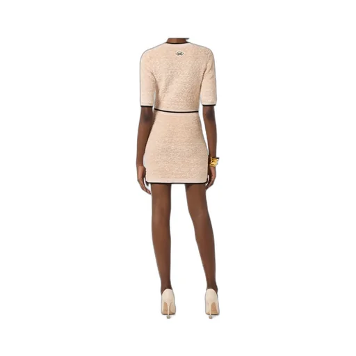 Mini Dress In Boucle Chenille Fabric With Contrasting Details