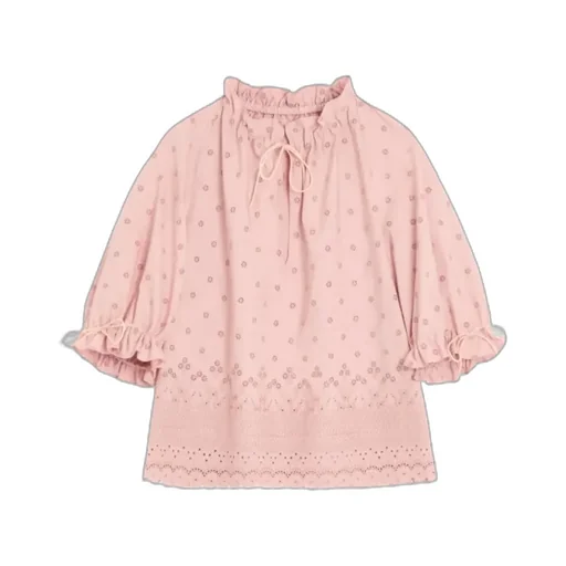 Puffed-Sleeve Ruffle Blouse