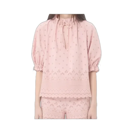 Puffed-Sleeve Ruffle Blouse