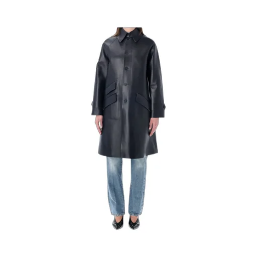 Long-Sleeved Leather Coat