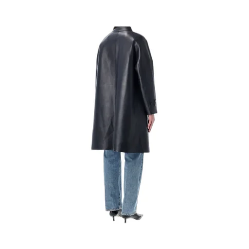 Long-Sleeved Leather Coat