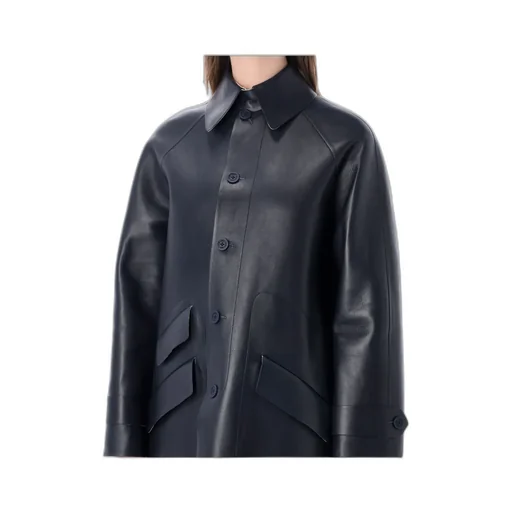 Long-Sleeved Leather Coat