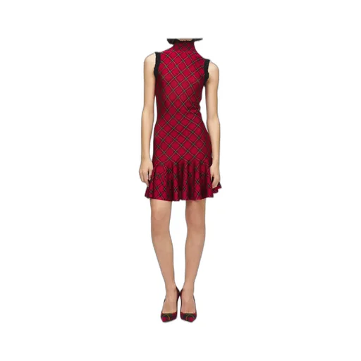 Tartan Jacquard Mini Dress In Red/Black/Yellow