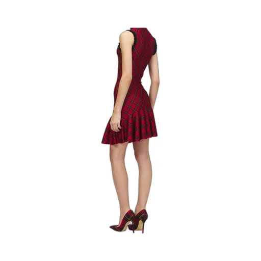 Tartan Jacquard Mini Dress In Red/Black/Yellow