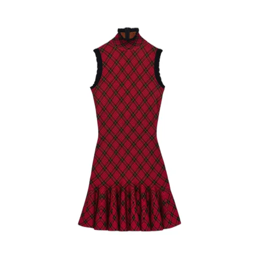 Tartan Jacquard Mini Dress In Red/Black/Yellow