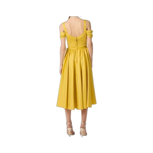 Stretch Cotton Dress With Jewel Chain