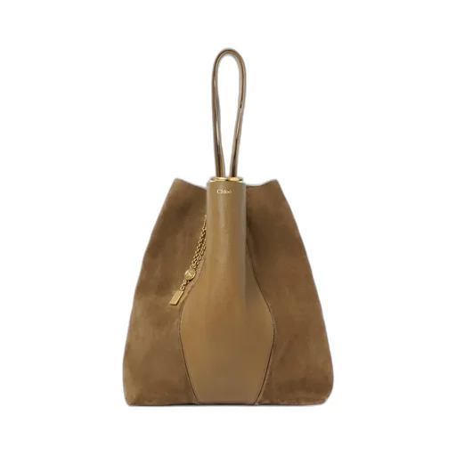 Large Chloé Spin Tote Bag In Grained And Suede Leather