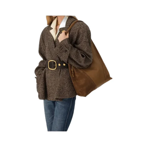 Large Chloé Spin Tote Bag In Grained And Suede Leather