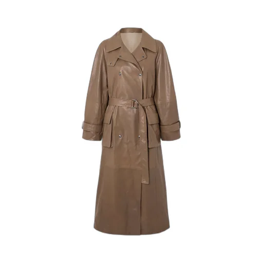 Belted Leather Trench Coat