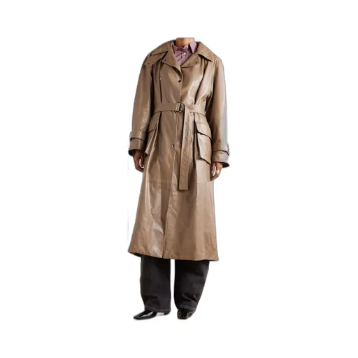 Belted Leather Trench Coat