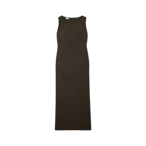 Bead-Embellished Wool-Blend Twill Maxi Dress