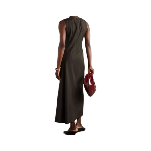 Bead-Embellished Wool-Blend Twill Maxi Dress