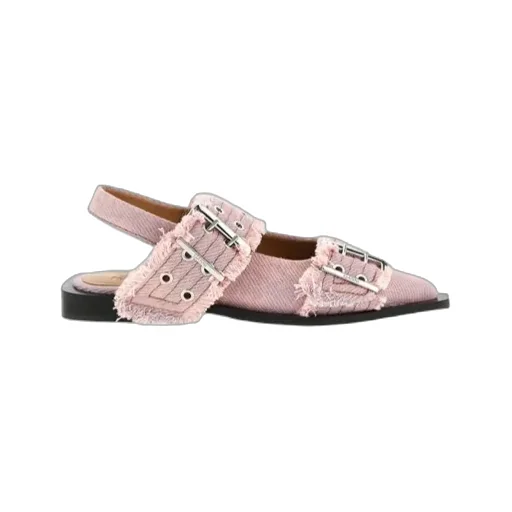 Ganni Fringed Buckle Flat Mules