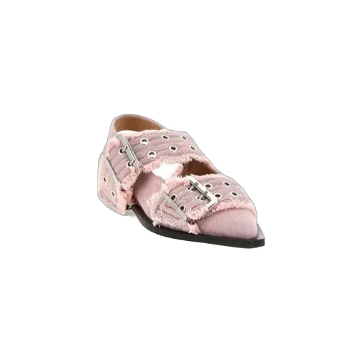 Ganni Fringed Buckle Flat Mules