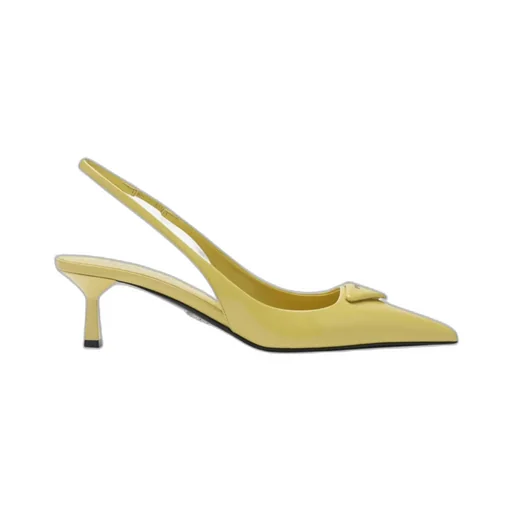 Pineapple-Coloured Patent Leather Slingback Pumps