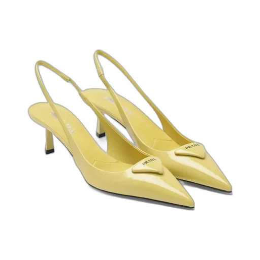 Pineapple-Coloured Patent Leather Slingback Pumps