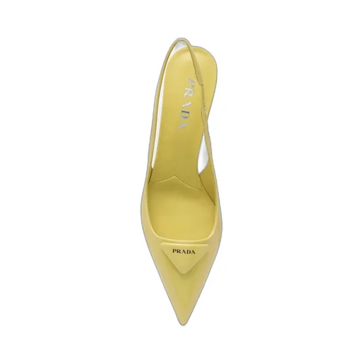 Pineapple-Coloured Patent Leather Slingback Pumps