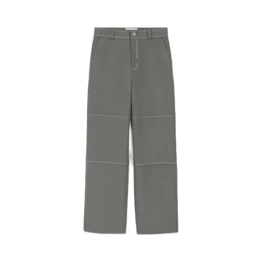 Grey Wool Canvas Workwear Trousers