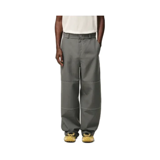 Grey Wool Canvas Workwear Trousers