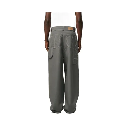 Grey Wool Canvas Workwear Trousers