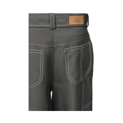 Grey Wool Canvas Workwear Trousers
