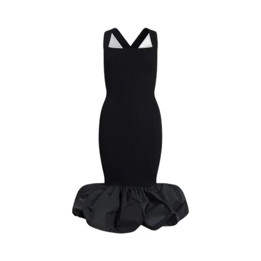 Ruffled-Hem Midi Dress