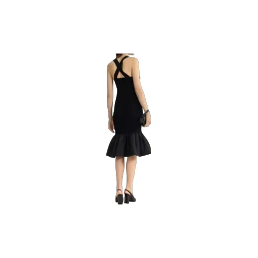 Ruffled-Hem Midi Dress