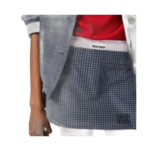 Checked Technical Fabric Mini Skort