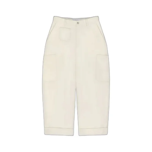Cocoon Cropped Cargo Pants In Cotton And Wool