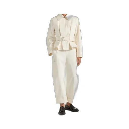 Cocoon Cropped Cargo Pants In Cotton And Wool