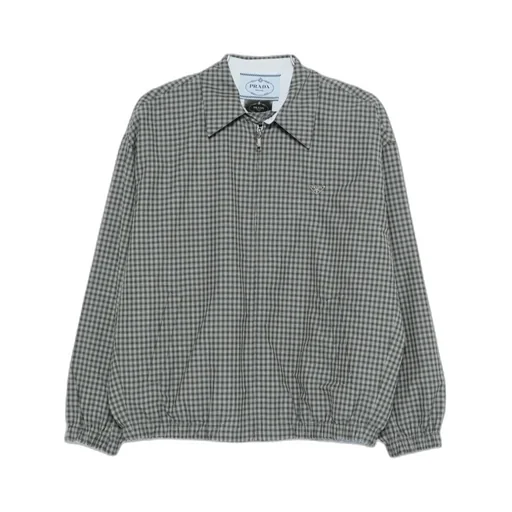 Check-Pattern Zip-Fastening Jacket