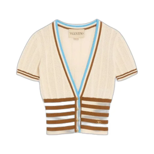 Striped Logo-Plaque Cardigan