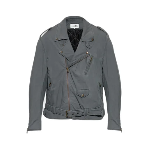 Mm6 Maison Margiela Belted Zip-Up Biker Jacket