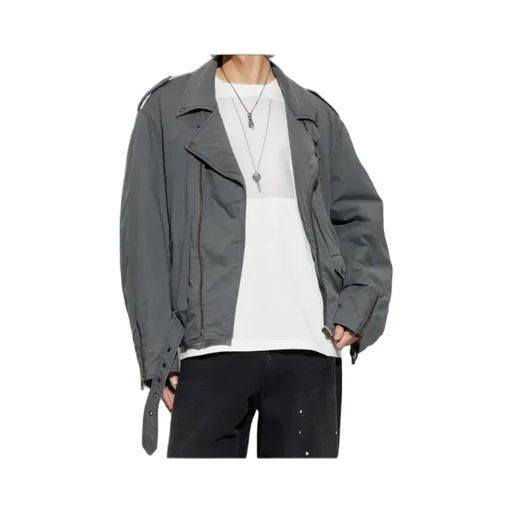 Mm6 Maison Margiela Belted Zip-Up Biker Jacket
