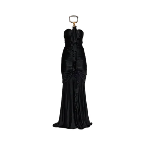 Balmain Embellished Detail Long Draped Bustier Dress