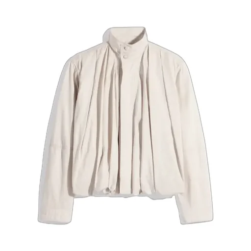 Soft Pleated Blouson In Light Cotton Satin