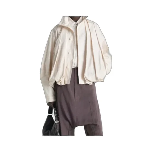 Soft Pleated Blouson In Light Cotton Satin