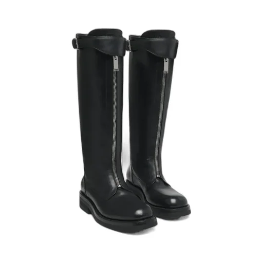 Alexander Mcqueen Countryside Zip-Detailed Buckle Knee Boots