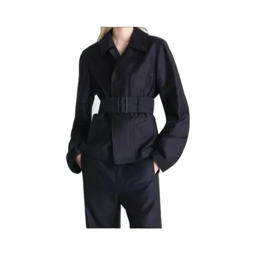 Belted Utility Jacket In Cotton Satin