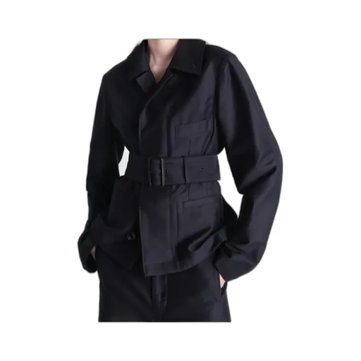 Belted Utility Jacket In Cotton Satin