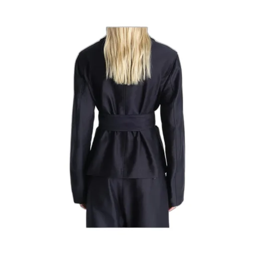 Belted Utility Jacket In Cotton Satin
