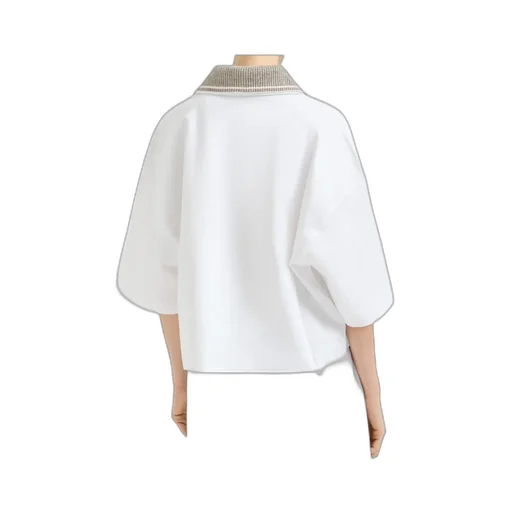 Sparkling Knit-Collar T-Shirt